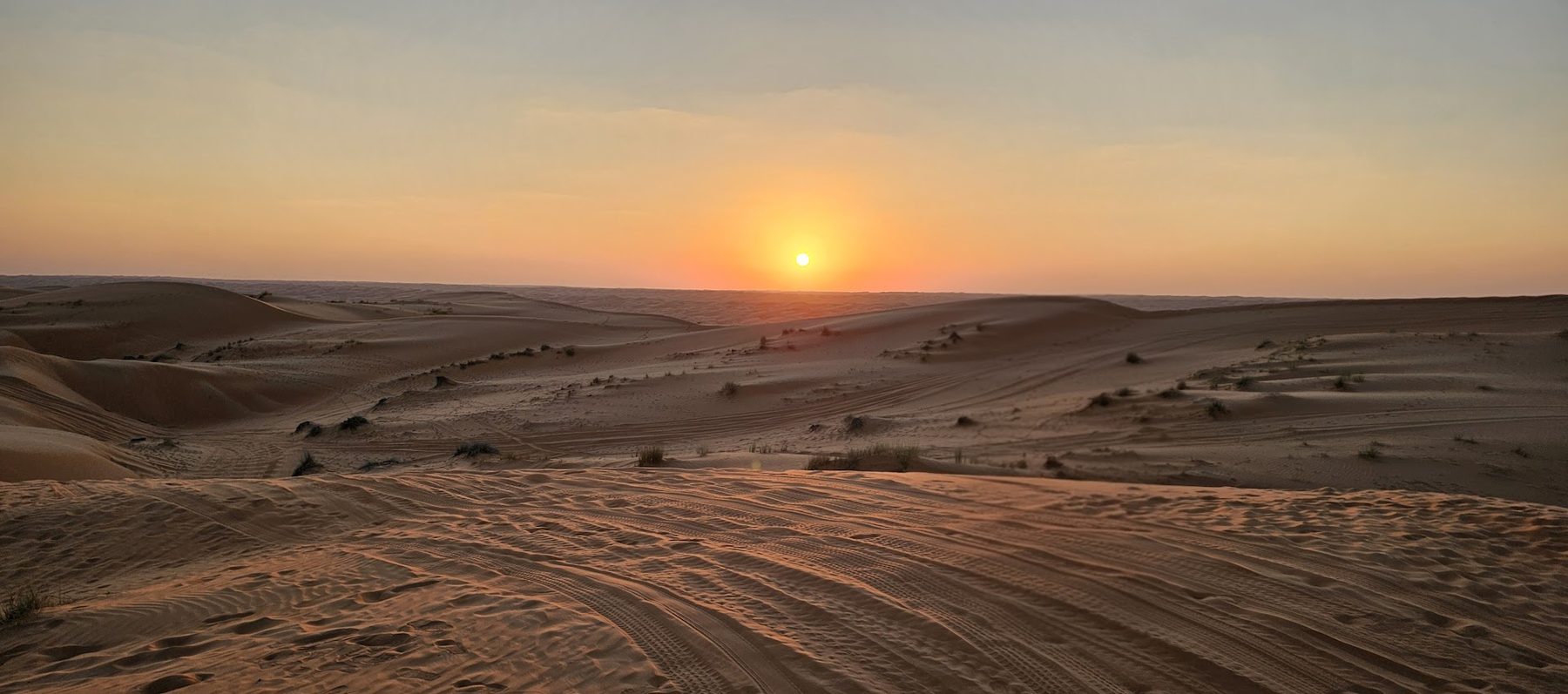 Sunset over the dunes of Wahiba Sands, Oman